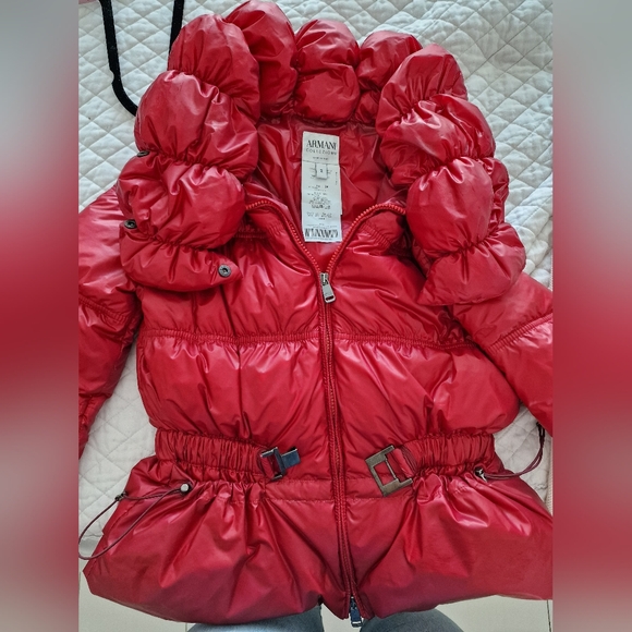 Armani Red Puffer Jacket - Picture 4 of 13